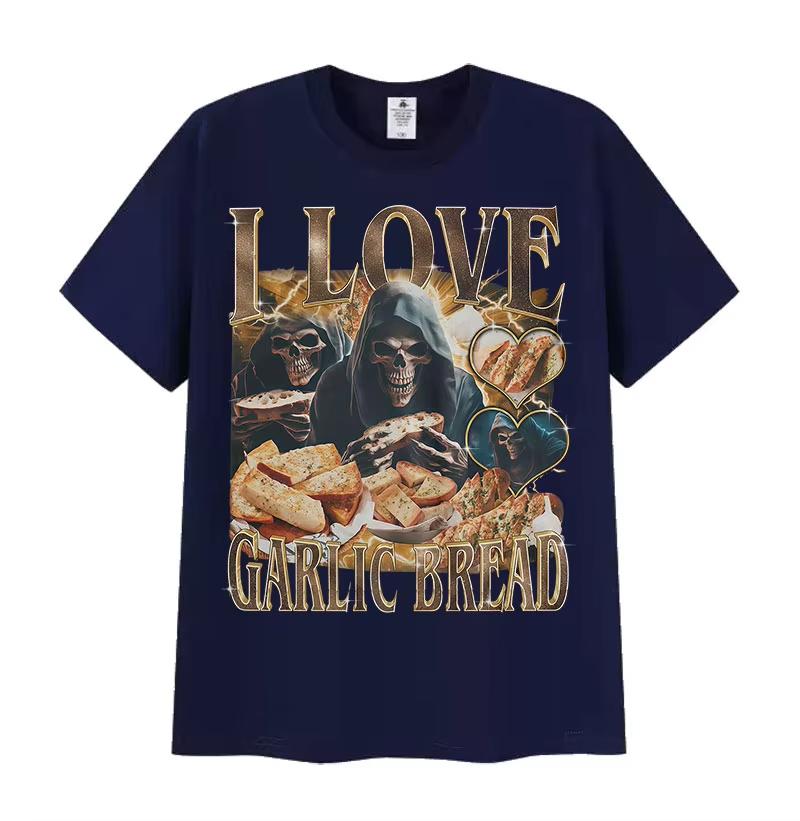 Funny Lover Gothic Garlic Meme Graphic T Shirts Men's Women Vintage Skeleton Summer Cotton Short Sleeve T-Shirt Streetwear
