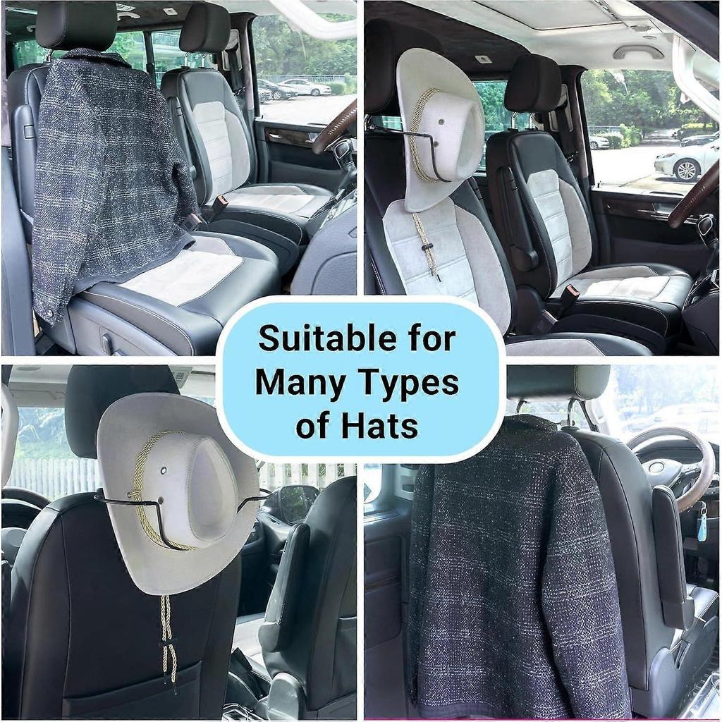 Foldable Car Seat Hat Rack, 2pcs Black Double Hat Holder for Car Interior Organization