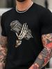 6264 Cotton Blend Graphic Print T-shirt - Skeleton Hands Dollar Bill Design