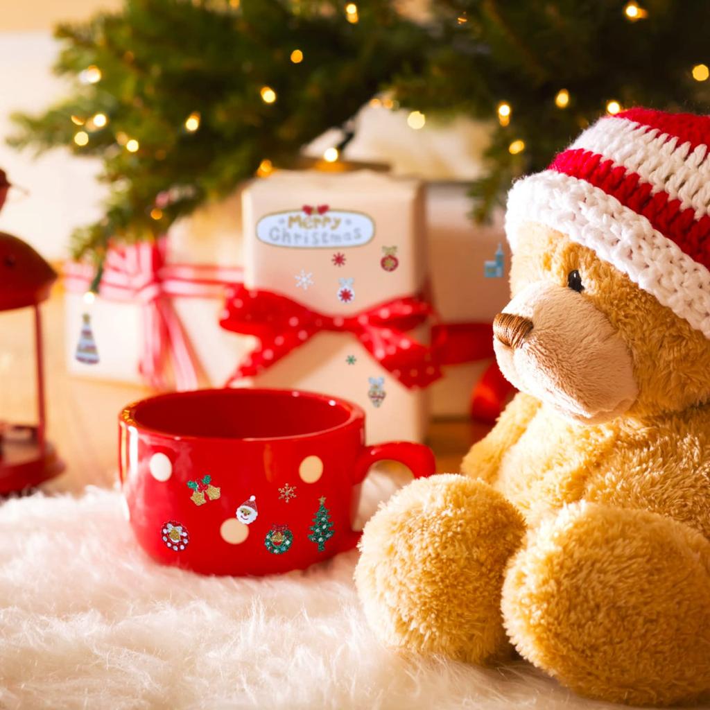 LEMESO Christmas 8 Christmas Ornament Gift Planner Stickers for Christmas and Glitter Stickers, Sheets, Stickers, Kids, Santa, Snowflake, Tree,