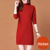 Herfst-Winter Slim-Fit Middellange Gebreide Jurk met Halve Hoge Kraag - Veelzijdig en Flatteus voor Vrouwen