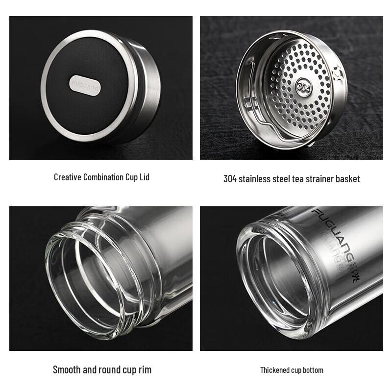 Fuguang 360ml Double-Layer Portable Glass Cup