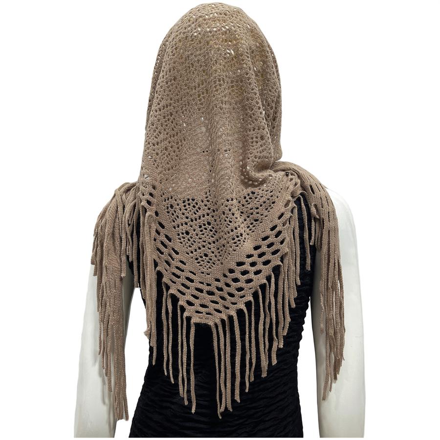 Autumn New Solid Color Triangle Fringe Wool Scarf Knitted Shawl Triangular Scarf Wrap
