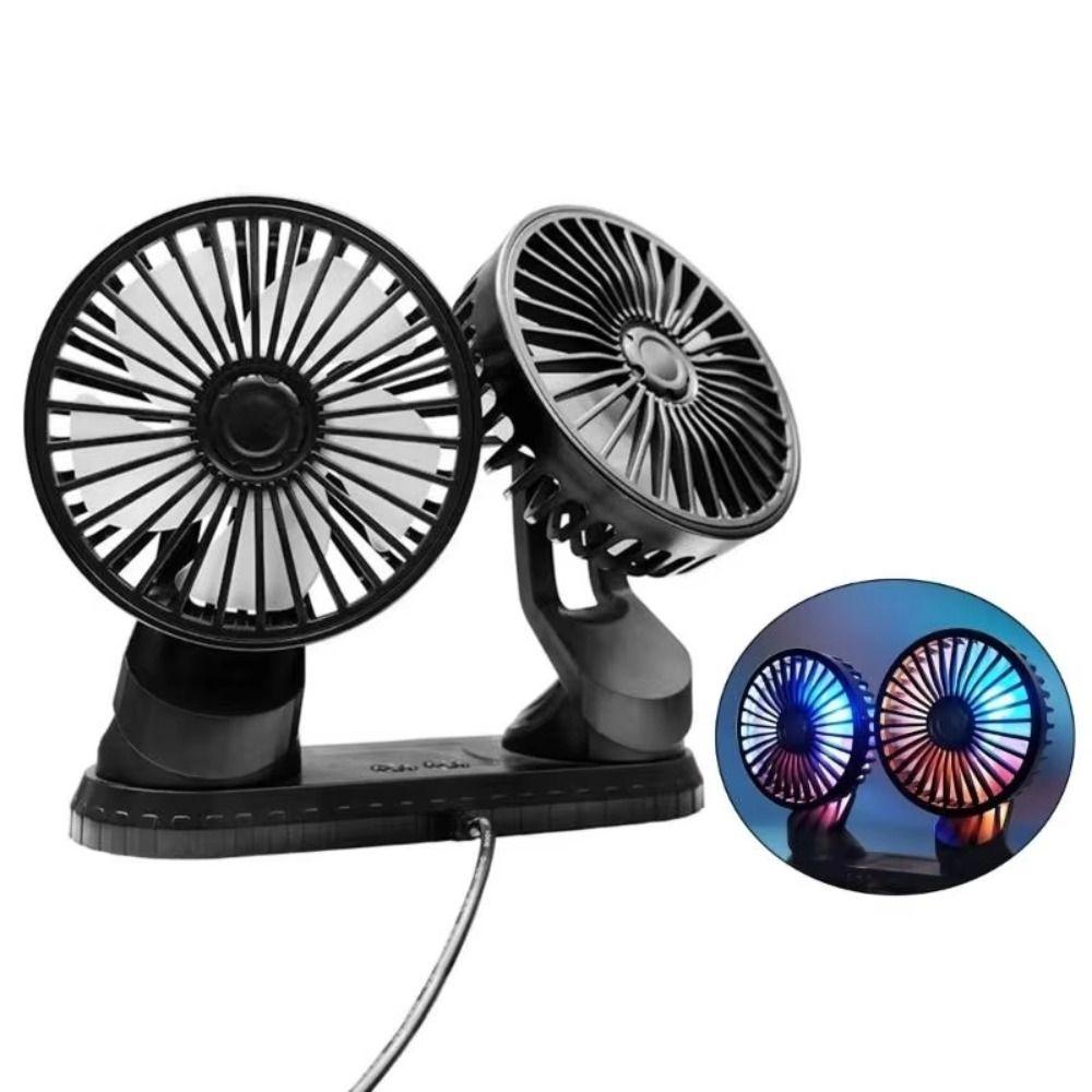 Low Noise Universal Cooling Fan 360° Rotatable Dashboard Air Circulator Fan Dual Head Fan  Desktop