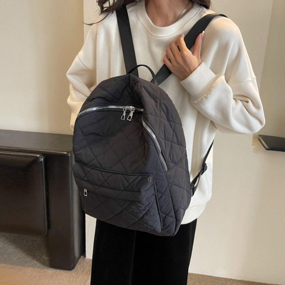 

Нейлоновый стеганый рюкзак Cloud Student Schoolbag Vintage Space Cotton Сумка через плечо Streetwear зелёный