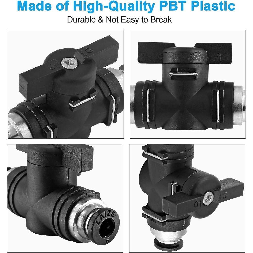 2pcs PVC Pneumatic Ball Valve Black Quick Connect Adapter Durable Air Flow Control Valve  Gas