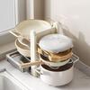Pot Rack Stainless Steel Divider Expandable Design Adjustable Lid Organizer Kitchen Cabinet Storage Rack Pot Lid Holder