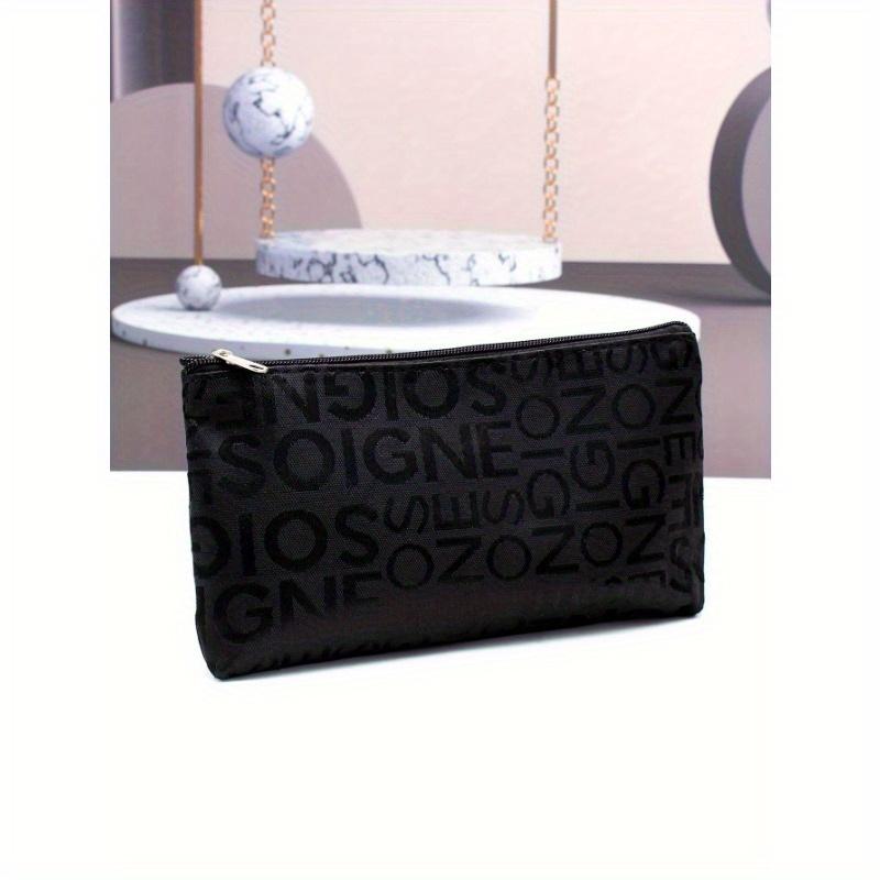 Minimalist Letter Print Makeup Bag, Portable & Convenient For Daily Use & Travel Makeup Travel Toiletry Organizer Essentials Gifts Storage Zipper
