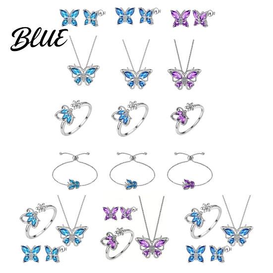 Butterfly Necklace Earring Set 1 Jewelry Sparkling Rhinestones Inlaid Pendant