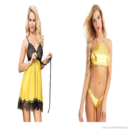 Ladysta Damen Baby Doll Nachthemd & Damen Bikini Dessous Set Einheitsgröße (S, M, L)