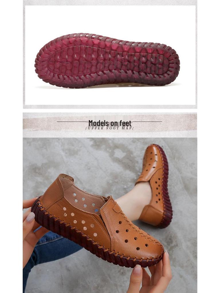 Damen Echte Leder Handgefertigt Bequemschuhe - Weiche Sohle Ballerinas für Alle Jahreszeiten