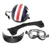 Half Open Face Motorcycle Helmet with Goggles Visor Scarf Biker Scooter Touring Helmet 25-26