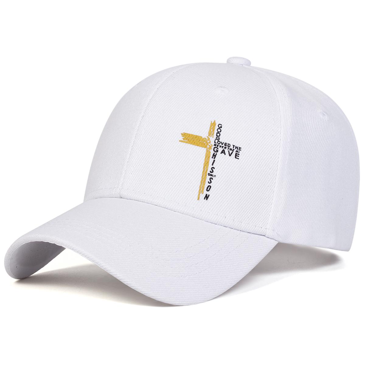 

Men Cross Print Baseball Hat Outdoor Adjustable Sunscreen Leisure Hat Spring Autumn Travel Tourism Beach Vacation білий