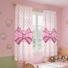 2 Pack Cute Pink Bow and Heart Curtains, Flat Print, Light Filtering Fabric, Bedroom Living Room Window Decor, Valentine's Day