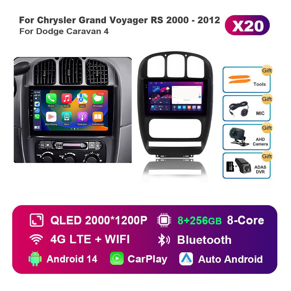 Car Radio Multimedia Player Android 14 System for Dodge Caravan 4 For Chrysler Grand Voyager RS 2000 - 2012 GPS Navi WiFi BT
