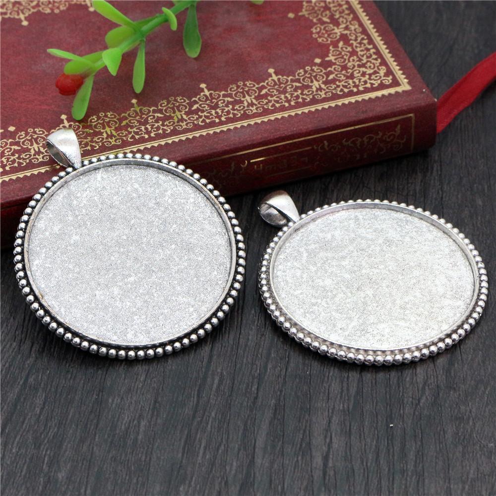 5pcs/lot 40mm Inner Size Antique Bronze and Silver Plated Black colors plated Fashion Style Cabochon Base Setting Charms Pendant