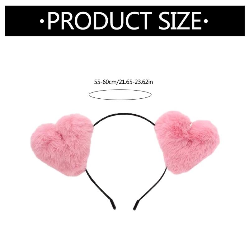 Love Heart Headband Plush Hairband Female Hairhoop Festival Gathering Headpiece Valentine Love Hairband Hair Decors