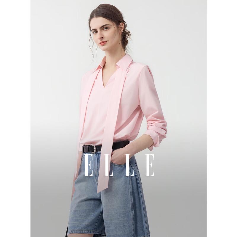 ELLE Rose Tie-Neck Commuter Blouse M