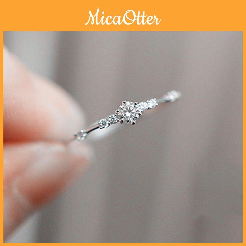 Premium Quality Women Simple Elegant Mini Crystal Eternity Engagement Ring