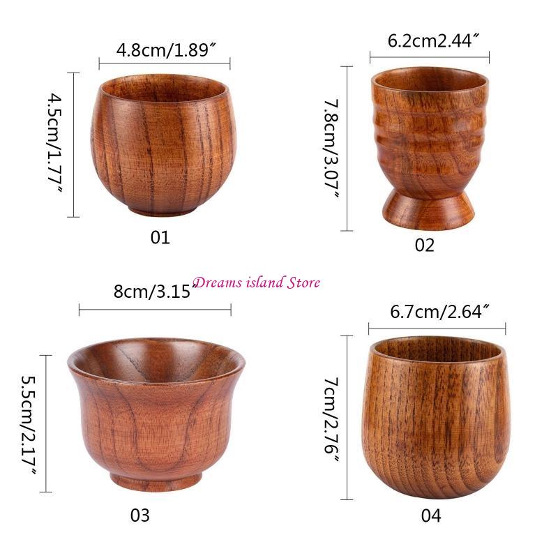 Tea Cup Wooden Tea Cups Coffee Mug Wine Mug for Drinking Tea Coffee Wine Beer HX6C
