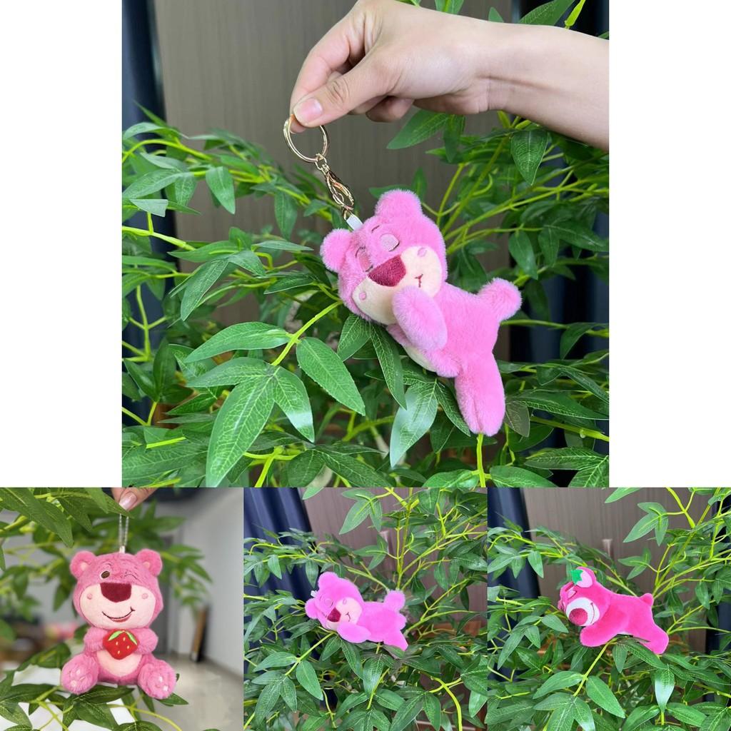 Adorable Pink Strawberry Bear Plush Toy Pendant  Keychains Bags Accessories Girls