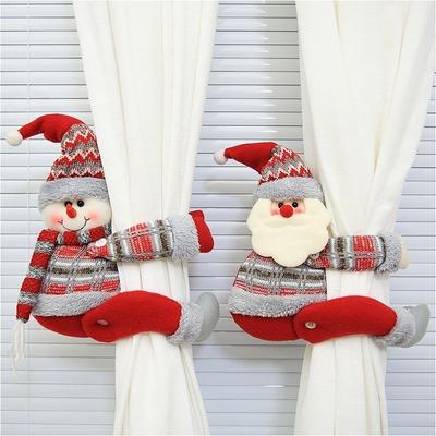 New Christmas Curtain Buckle Christmas Home Decorations Santa Claus Sonwman Window Ornament Decor Supplies Festival Kids Gifts