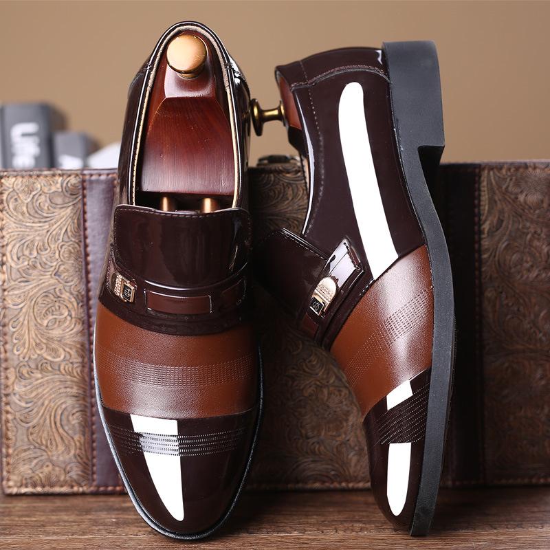 Summer leather shoes men's business dress shoes one pedal casual shoes large size wedding shoes versatile single shoes