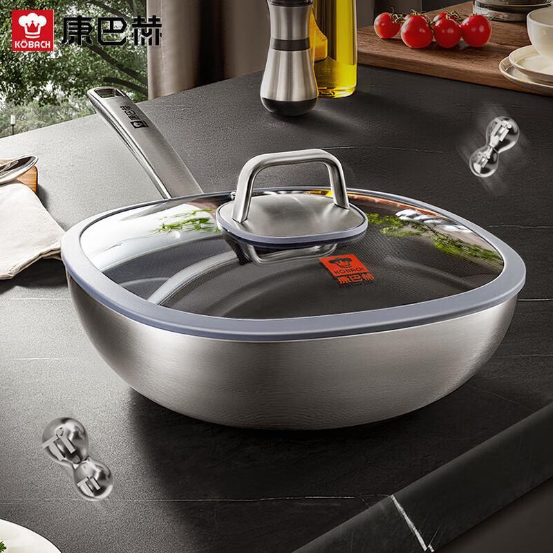 Kombach 32cm Titanium-Infused 0-Coating Non-Stick Wok Set with Steamer