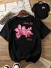 Unisex Front And Back Orchid Background Print 100 Cotton Crew Neck Short Sleeve Top Comfort Slim Fit Classic Design Casual Daily