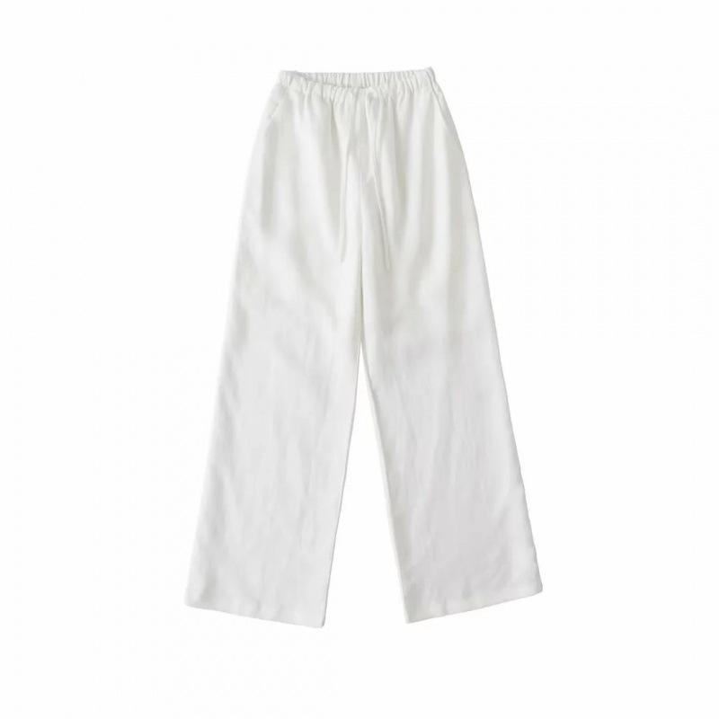 

French Elastic Waist Linen Pants - Slimming, Versatile, Straight-Leg, Lightweight Tencel, Solid Color Small