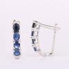 Blue Sapphire Oval Earrings 925 Sterling Silver Rhodium Fine Jewelry Gift for Her