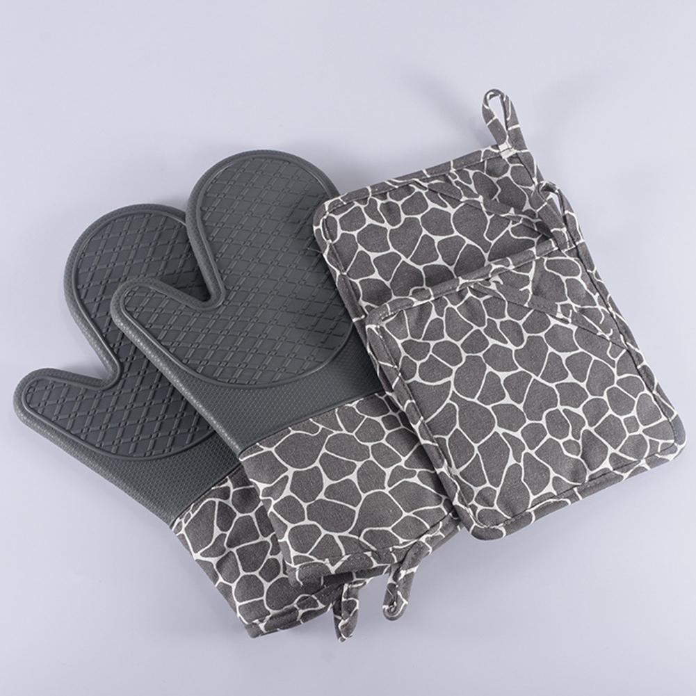 Multi-functional Silicone Oven Gloves Pot Holders Set Anti-scald Non-slip Heat Resistant Oven Mitts For Cooking Baking