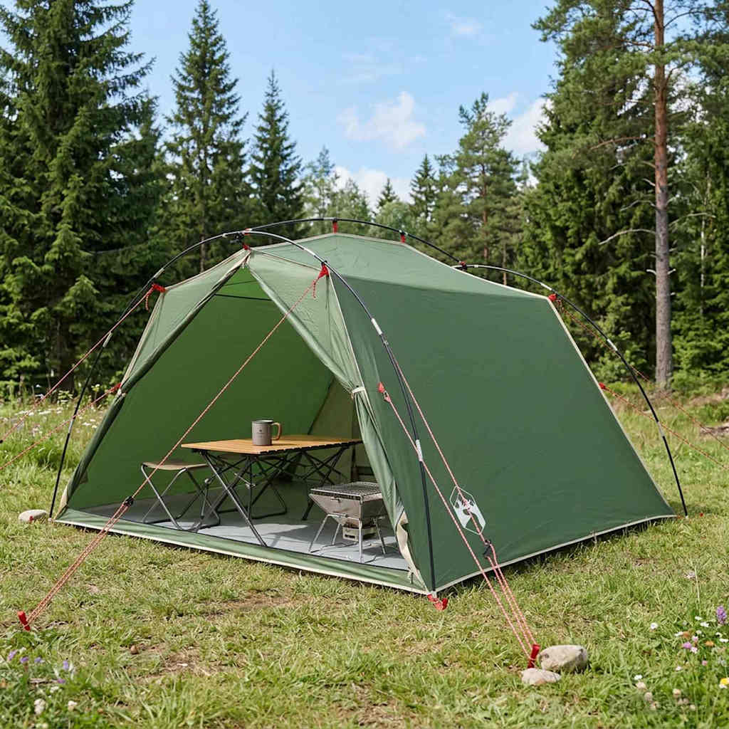 Tunnel Tent Green 4 Person 185T Polyester with PU Coating