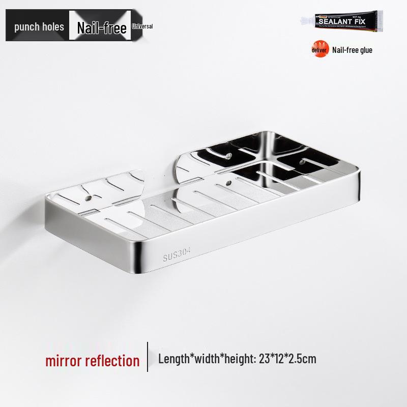 304 Stainless Steel Wall-Mounted Draining Soap Holder - No Water Accumulation for Hotel Use.