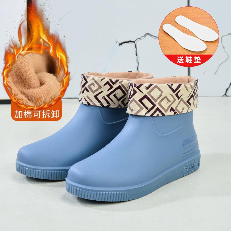 Hot-selling low-tube rain shoes women's fashion water shoes new non-slip rain boots adult warm water boots rubber shoes