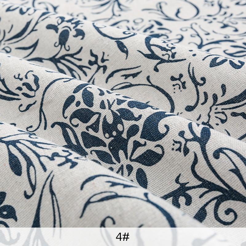 150x50CM Retro Blue and White Porcelain Printed Cotton Linen Fabric For Tablecloths Curtains Handbags Handmade DIY FabricTJ21872