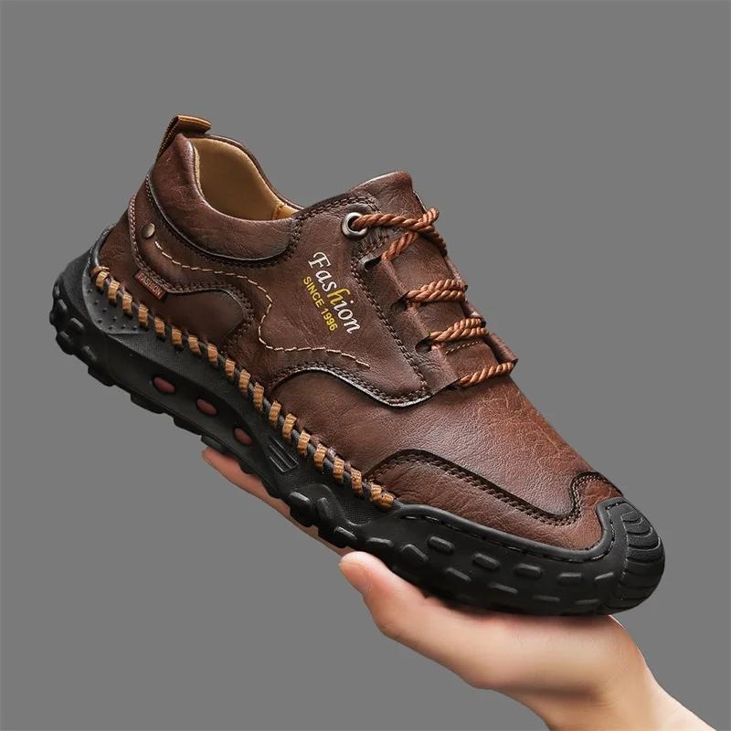Fashion Outdoor Casual Leather Mens Shoes New Male Sneakers Adult Non-Slip Casual Desert Hiking Footwear Treking Shoes For Man Trainers