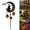 Decorative Solar Stakes for Lawn Halloween Witch Pumpkin Moon Garden Stake Light, Waterproof on Crescent Powered with Lantern, Outdoor LED Yard