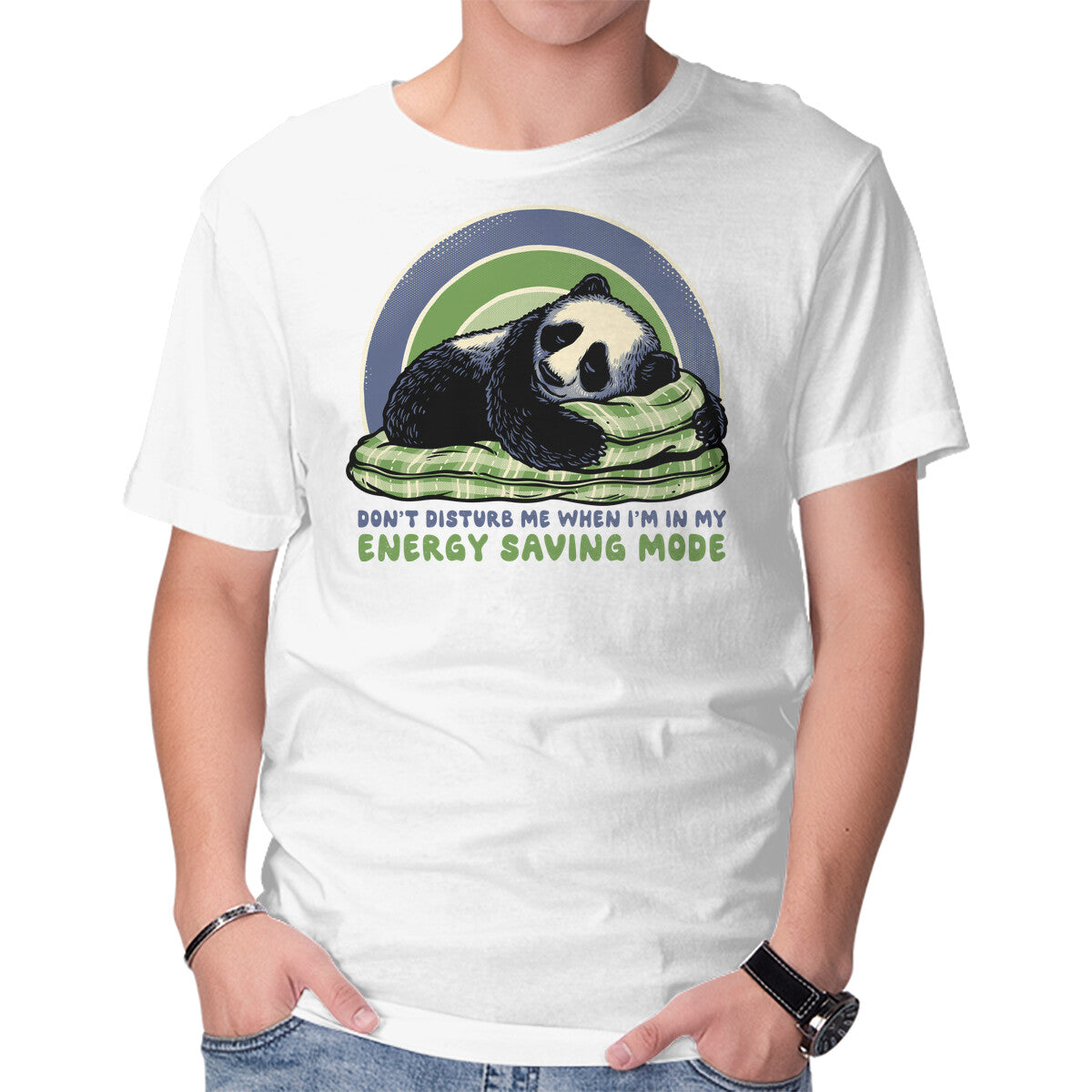 Unisex Crew Neck T-Shirt In My Energy Saving Mode Graphic Short Sleeve Casual Tee M