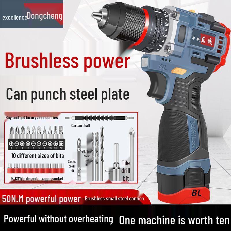 Rechargeable Brushless Lithium Battery High Power Impact Drill and Screwdriver