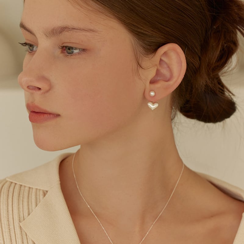 Lewe Two-way Pearl Heart Earring