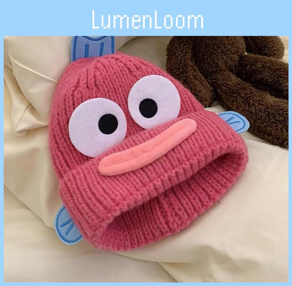 Lovely Funny Ugly Fish Hat Women Autumn Winter Thick Warm Ear Protection Knitted Wool Hat Student New Cold Hat