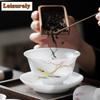 135ml butikový nefritový porcelán Gaiwan, ručně malovaná květinová a ptačí čajová mísa, kryt na čajový konvici, miska, kavárny, dárky