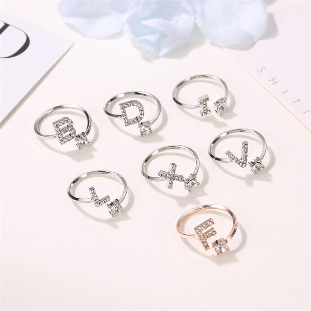 Open Romantic Letter Rings Color Adjustable Party Jewelry Gift Girl Alloy Wedding Bands Couple Friendship Accessories