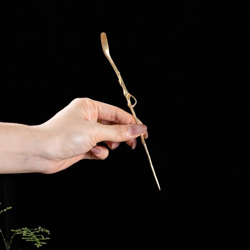 Brass Tea Tool Set Traditional Chinese Gongfu Accessories Pick Scoop Needle Spreader Six Tools