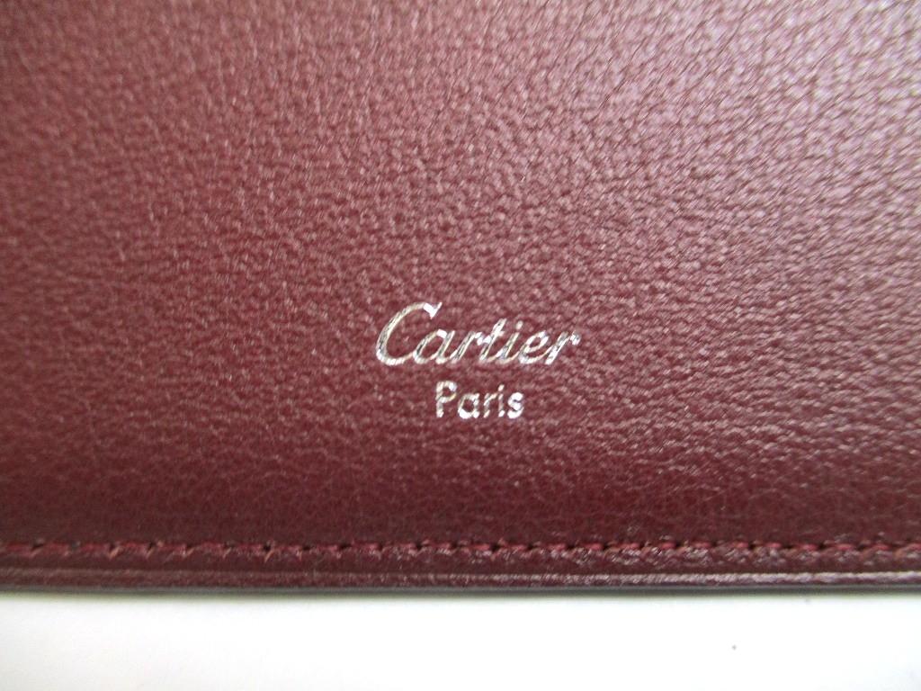 Autentická peněženka Cartier Must de Cartier Černá kožená bifold Dlouhá bankovka #a664 Repasované