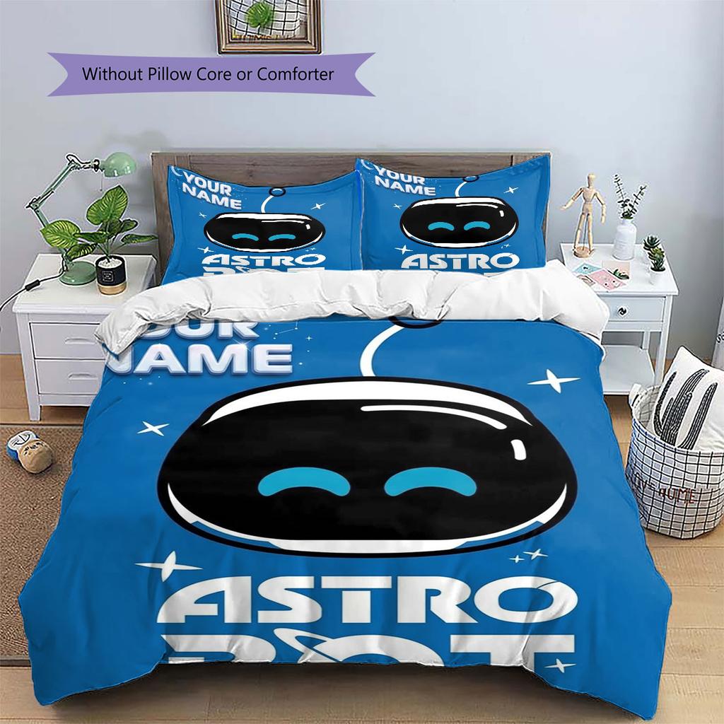 ASTRO BOT Custom Name Pattern Bedding,Quilt Set Quilt Cover Pillowcase Home Birthday Gift(1 * Duvet Cover + 2 * Pillowcase, Without Core)