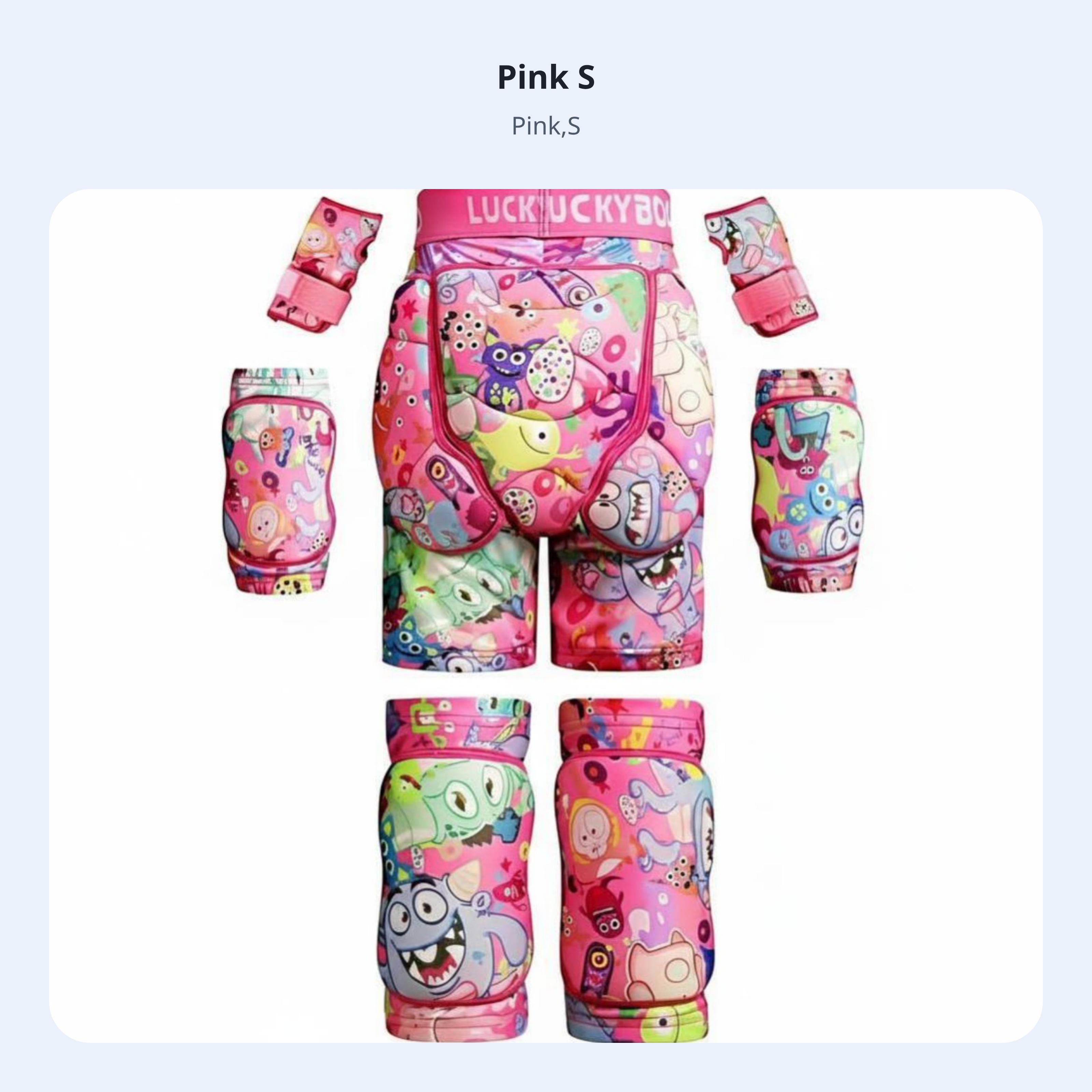 

Children s Ski Suit, Impact-Resistant Hip Protector Pants, Cartoon Print, Snowboard Protective Gear for Boys and Girls Pink-S