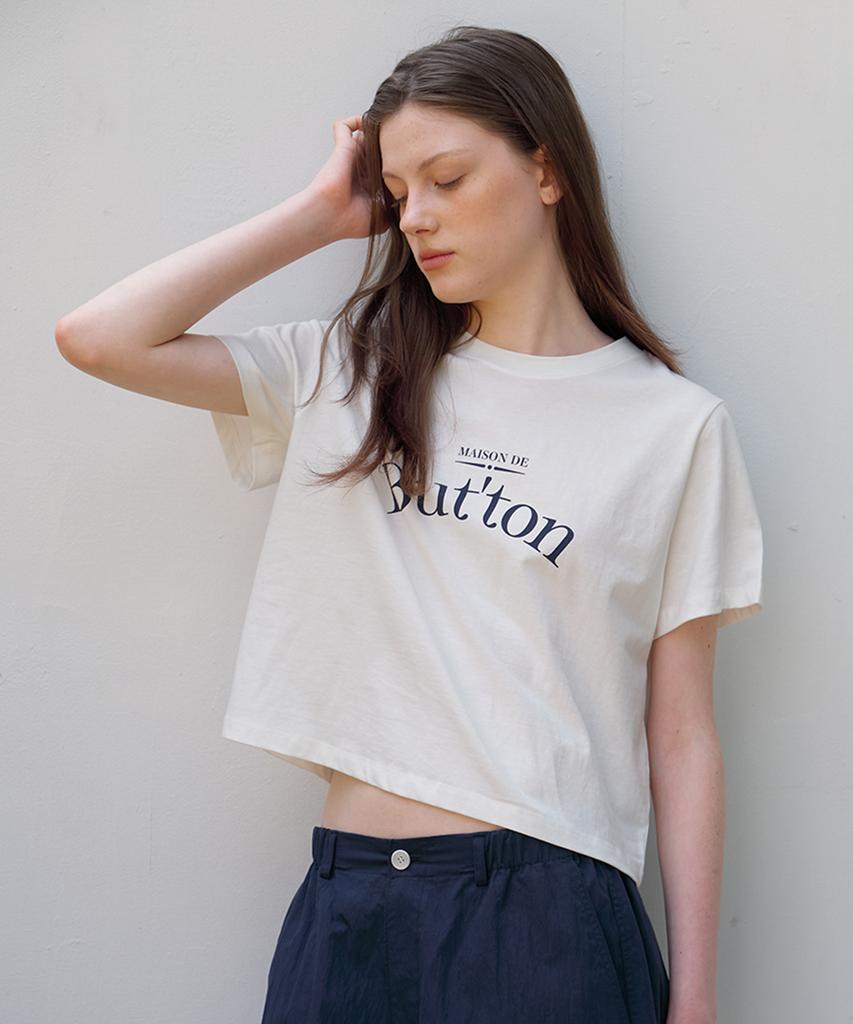 BUT'TON Logo Crop T-Shirts (Ivory)