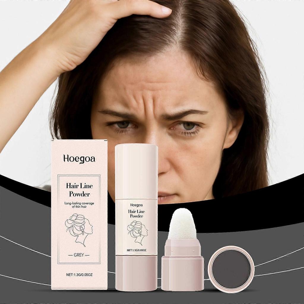 Hoegoa Grey Voluminous Hairline Powder Is Portable For Creating A Natural And Plump Hairstyle Contour. It Is A Hairline Modification Powder